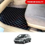 Toyota Vitz Flat Style 7D Floor Mats Black With Beige Stitch 2006-10