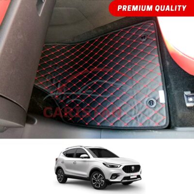 MG ZS Flat Style 7D Floor Mats Black With Red Stitch
