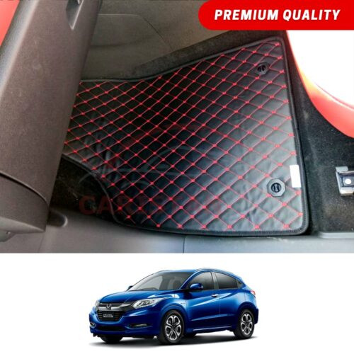 Honda Vezel Flat Style 7D Floor Mats Black With Red Stitch
