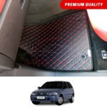 Suzuki Cultus Flat Style 7D Floor Mats Black With Red Stitch 2002-16