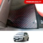 Prince Pearl Flat Style 7D Floor Mats Black With Red Stitch