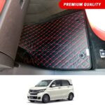 Honda N Wgn Flat Style 7D Floor Mats Black With Red Stitch 2013-20 Honda N Wgn Flat Style 7D Floor Mats Black With Red Stitch 2013-20