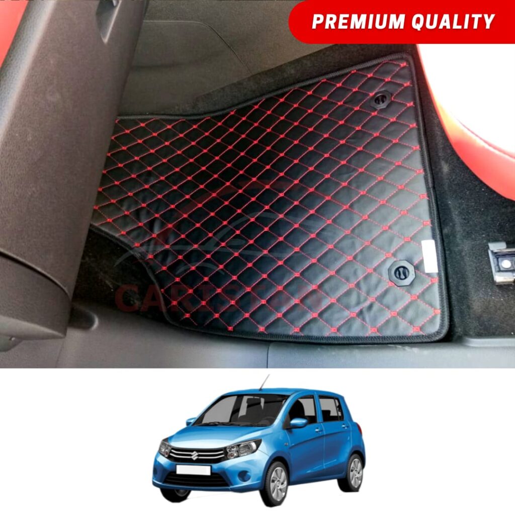 Suzuki Cultus Flat Style 7D Floor Mats Black With Red Stitch 2017-24