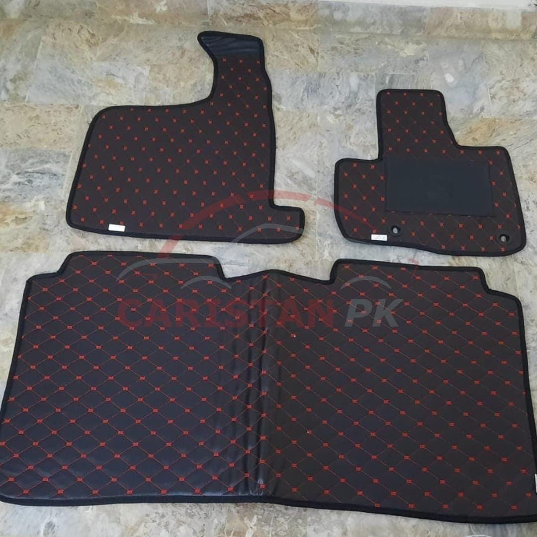 Honda N Wgn Flat Style 7D Floor Mats Black With Red Stitch 2013-20 1 Honda N Wgn Flat Style 7D Floor Mats Black With Red Stitch 2013-20 1
