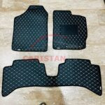 Toyota Vitz Flat Style 7D Floor Mats Black With Beige Stitch 2017-23 2