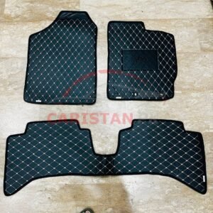 Toyota Vitz Flat Style 7D Floor Mats Black With Beige Stitch 2017-23 2