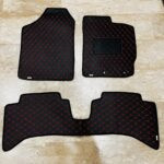 Toyota Vitz Flat Style 7D Floor Mats Black With Red Stitch 2017-23 2
