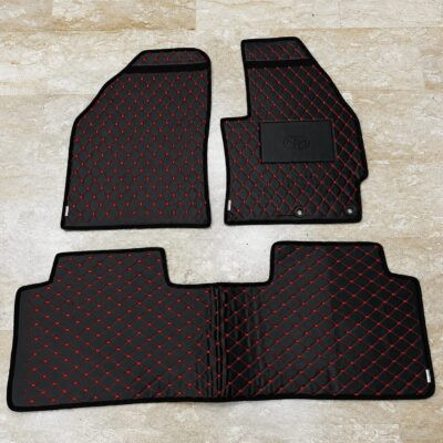 Toyota Prius Flat Style 7D Floor Mats Black With Red Stitch 2010-17 2