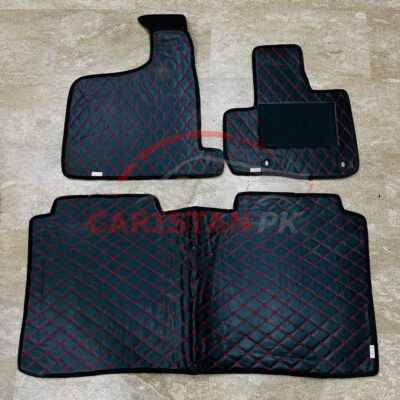 Honda N One Flat Style 7D Floor Mats Black With Red Stitch 2013-20 2