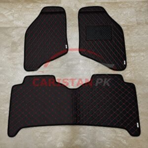 Honda City Flat Style 7D Floor Mats Black With Red Stitch 2007-08 2