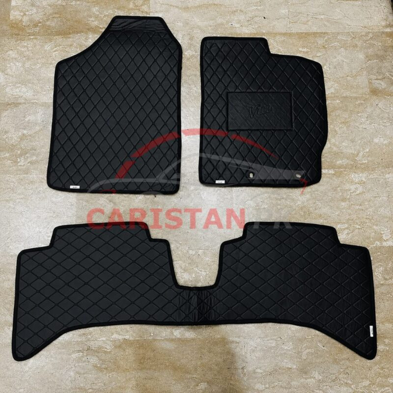 Toyota Vitz Flat Style 7D Floor Mats Black 2017-23 2