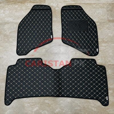 Honda City Flat Style 7D Floor Mats Black With Beige Stitch 2007-08 2