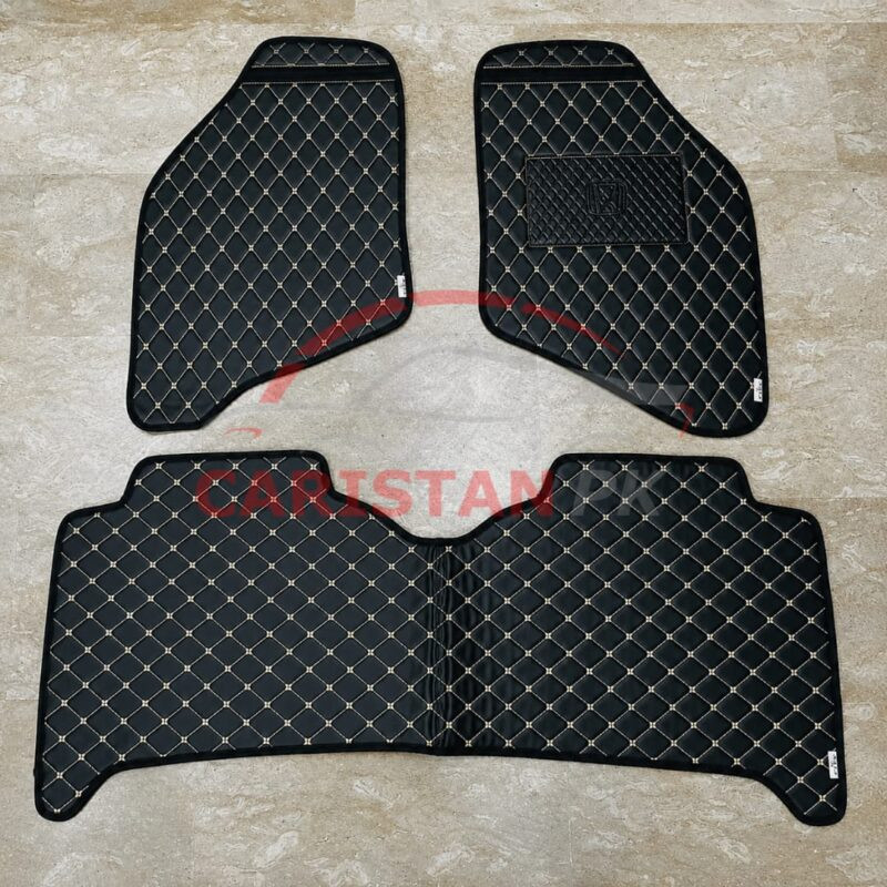 Honda City Flat Style 7D Floor Mats Black With Beige Stitch 2007-08 2