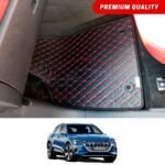 Audi E-Tron Flat Style 7D Floor Mats Black With Red Stitch