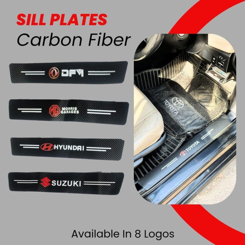 Carbon Fiber Design Sill Plate 3D Sticker With Logo Carbon Fiber Design Sill Plate 3D Sticker With Logo