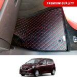 Daihatsu Mira Flat Style 7D Floor Mats Black With Red Stitch 2012-16
