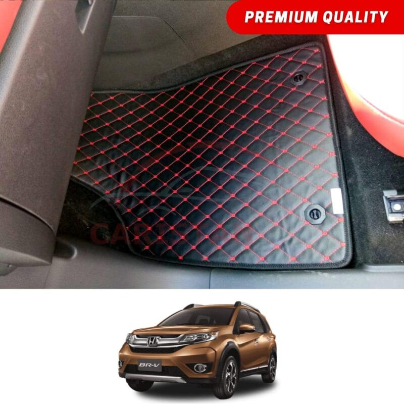 Honda BRV Flat Style 7D Floor Mats Black With Red Stitch Honda BRV Flat Style 7D Floor Mats Black With Red Stitch