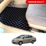 Honda City Flat Style 7D Floor Mats Black With Beige Stitch 2004-06