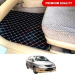 Honda City Flat Style 7D Floor Mats Black With Beige Stitch 2007-08