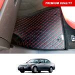 Honda Civic Flat Style 7D Floor Mats Black With Red Stitch 2001-05