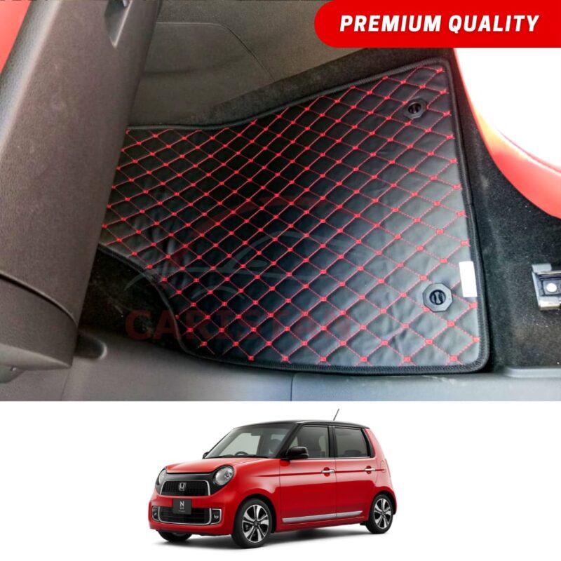 Honda N One Flat Style 7D Floor Mats Black With Red Stitch 2013-20 Honda N One Flat Style 7D Floor Mats Black With Red Stitch 2013-20