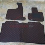 Honda N Wgn Flat Style 7D Floor Mats Black With Red Stitch 2013-20 1