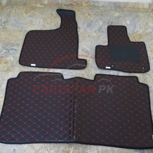 Honda N Wgn Flat Style 7D Floor Mats Black With Red Stitch 2013-20 1