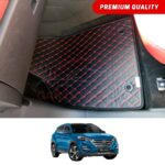 Hyundai Tucson Flat Style 7D Floor Mats Black With Red Stitch