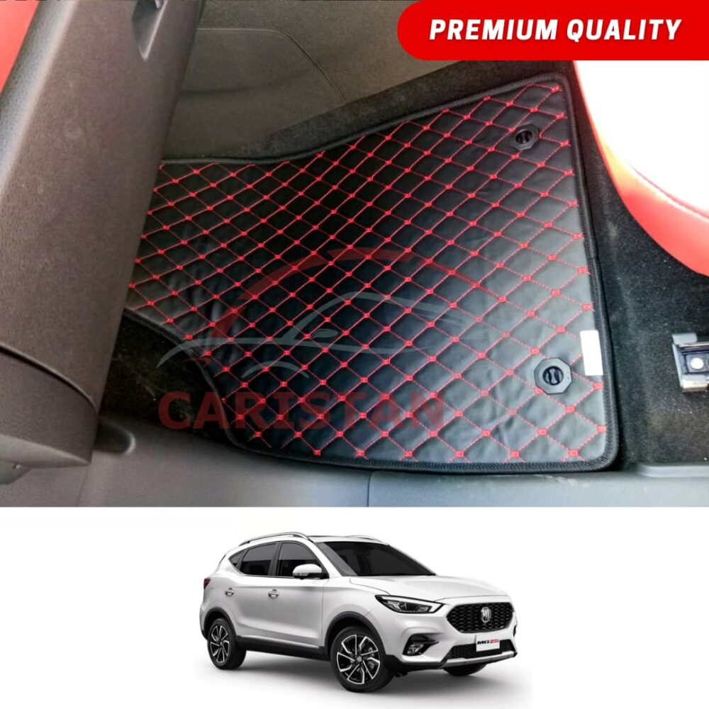 MG HS Flat Style 7D Floor Mats Black With Red Stitch