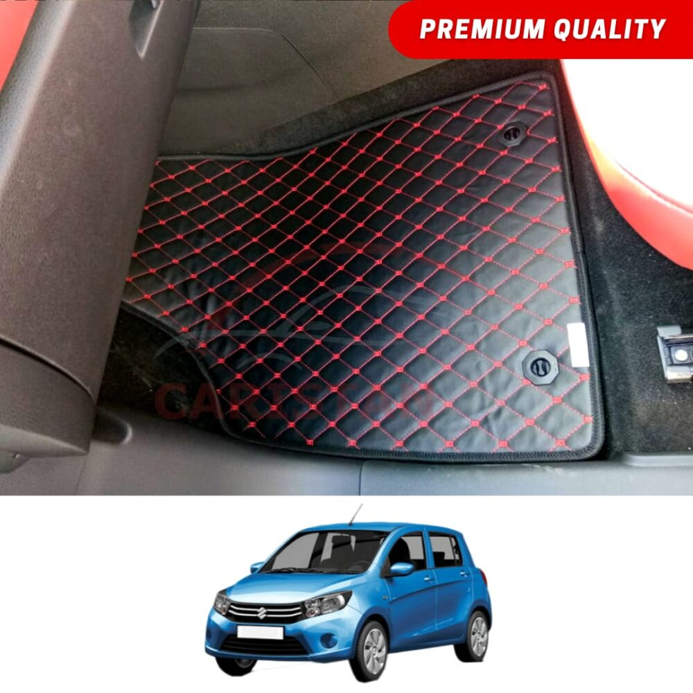 Suzuki Cultus Flat Style 7D Floor Mats Black With Red Stitch 2017-26