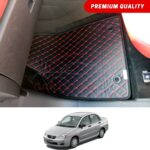 Suzuki Liana Flat Style 7D Floor Mats Black With Red Stitch