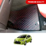 Toyota Aqua Flat Style 7D Floor Mats Black With Red Stitch 2017-22