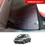 Toyota Vitz Flat Style 7D Floor Mats Black With Red Stitch 2006-10
