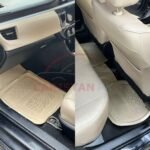 Universal Beige Silicone Car Floor Mats 5 Piece Design A
