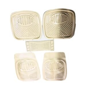 Universal Beige Silicone Car Floor Mats 5 Piece Design A