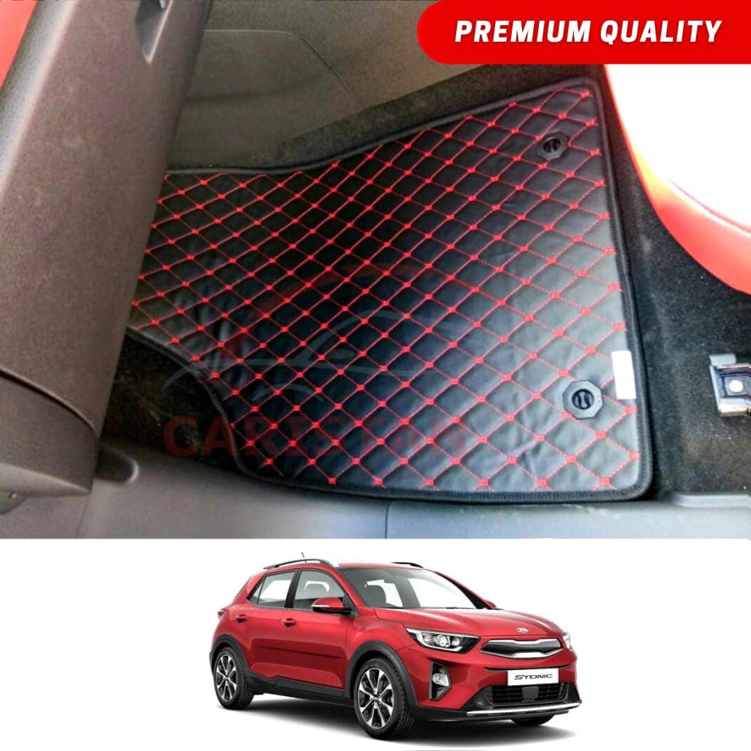 KIA Stonic Flat Style 7D Floor Mats Black With Red Stitch