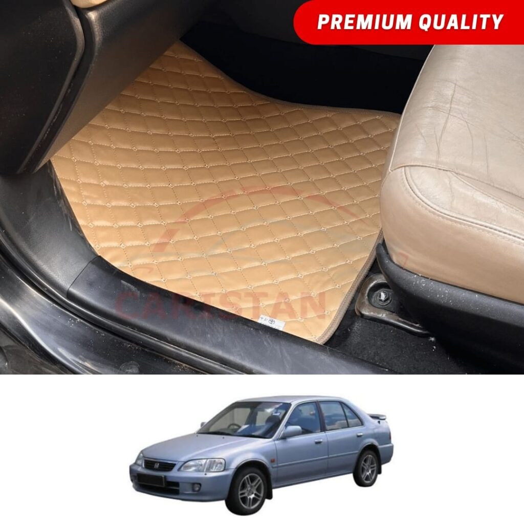 Honda City Flat Style 7D Floor Mats Beige Stitch 2000-03