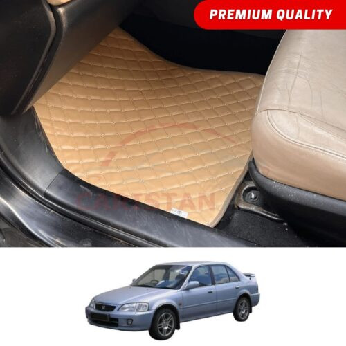 Honda City Flat Style 7D Floor Mats Beige Stitch 2000-03