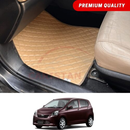 Daihatsu Mira Flat Style 7D Floor Mats Beige Stitch 2012-16