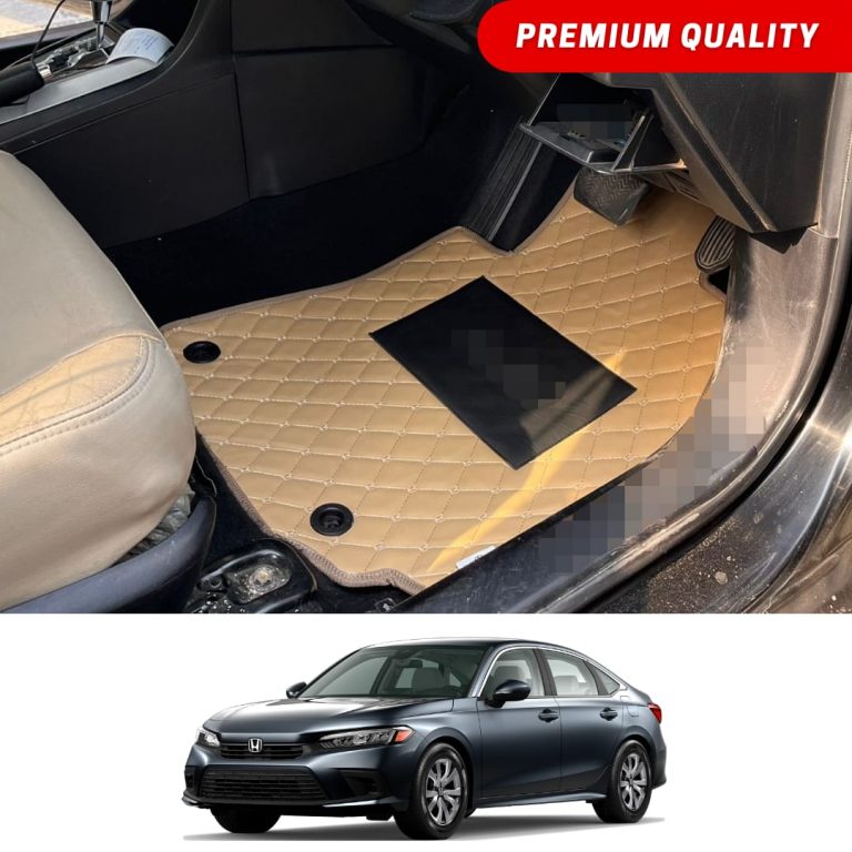 Honda Civic Flat Style 7D Floor Mats Beige Stitch 2022 Model & Onwards