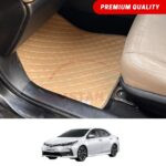 Toyota Corolla Flat Style 7D Floor Mats Beige Stitch 2017-24