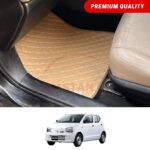 Suzuki Alto Flat Style 7D Floor Mats Beige Stitch 2017-24