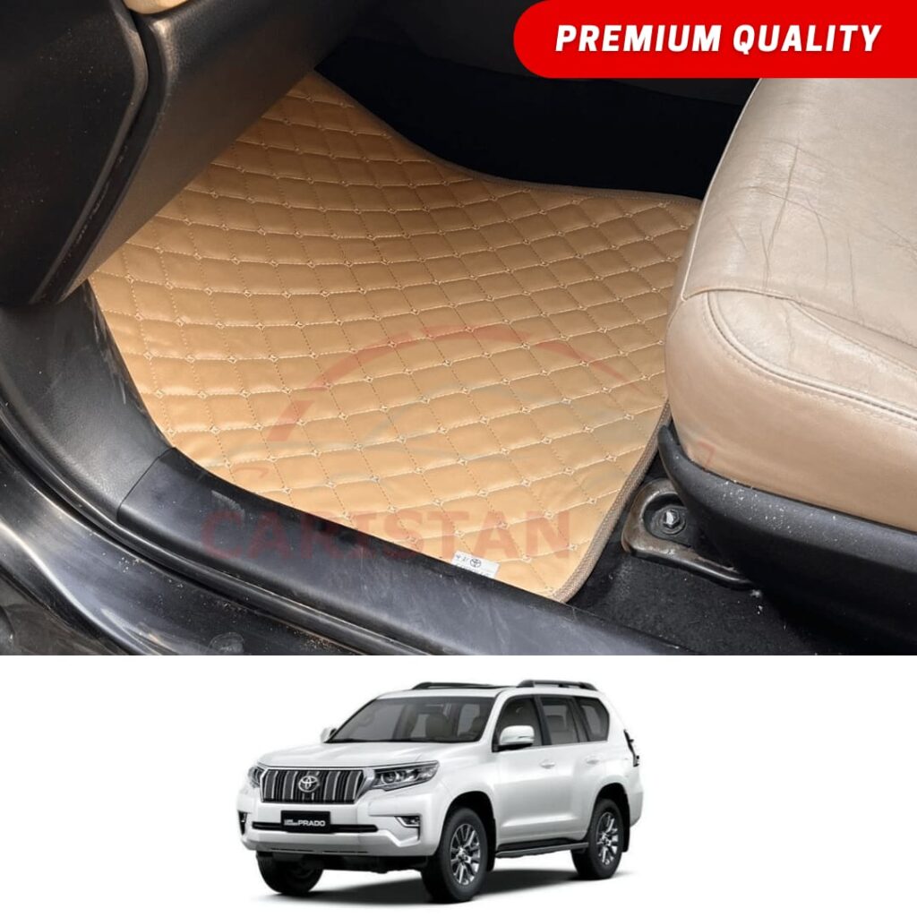 Toyota Prado FJ 150 Flat Style 7D Floor Mats Beige Stitch