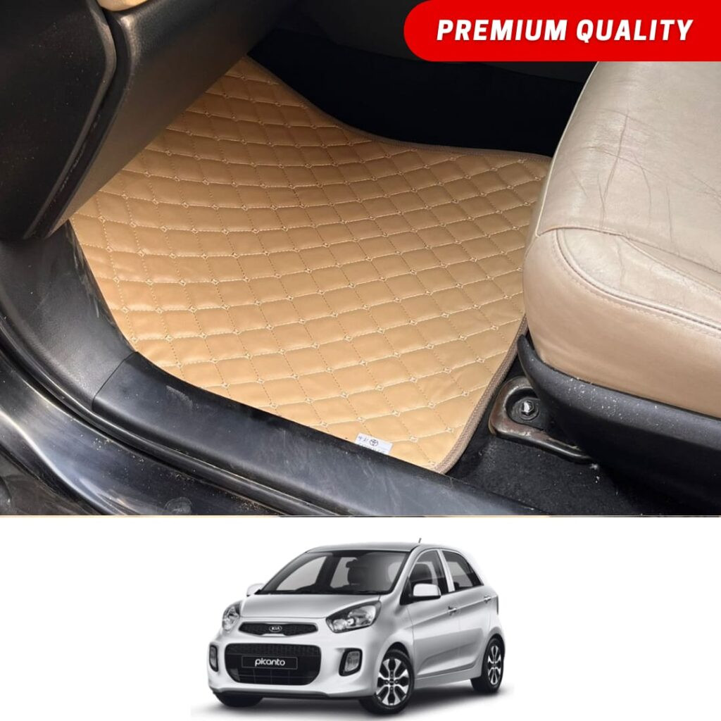 KIA Picanto Flat Style 7D Floor Mats Beige Stitch