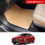 Hyundai Sonata Flat Style 7D Floor Mats Beige Stitch