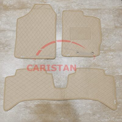Toyota Vitz Flat Style 7D Floor Mats Beige Stitch 2017-23 2