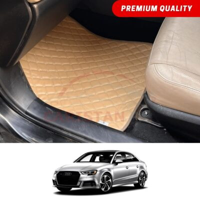 Audi A3 Flat Style 7D Floor Mats Beige Stitch