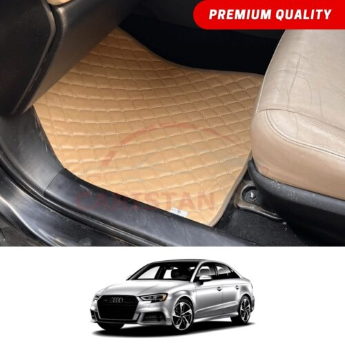 Audi A3 Flat Style 7D Floor Mats Beige Stitch