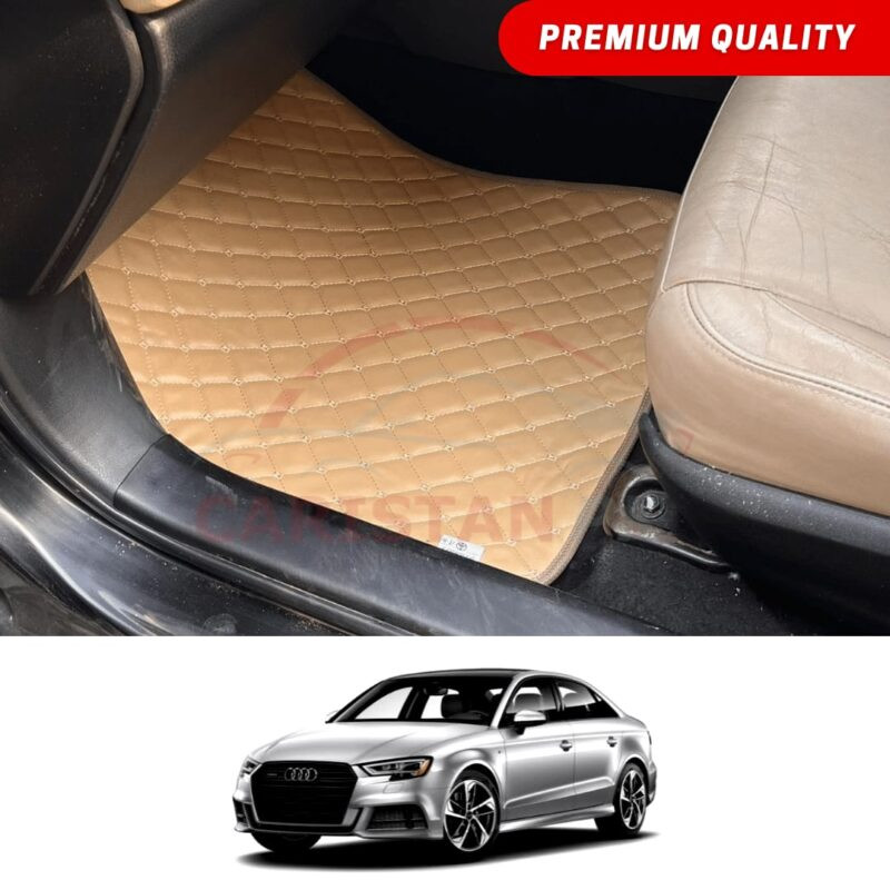 Audi A3 Flat Style 7D Floor Mats Beige Stitch