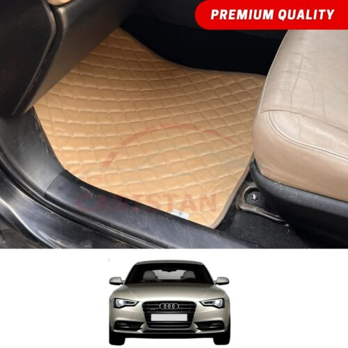 Audi A5 Flat Style 7D Floor Mats Beige Stitch